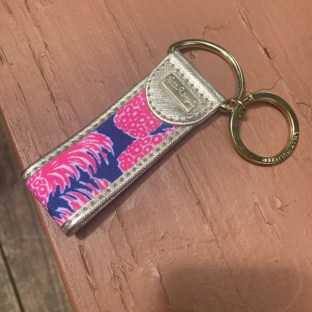 Lilly Pulitzer pink and blue keychain